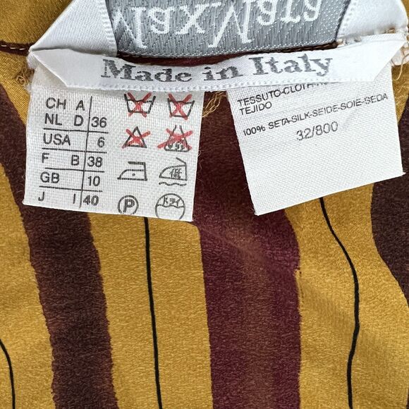 Max Mara Silk Wrap Around Belt Striped Blouse Size 6 - Picture 8 of 14